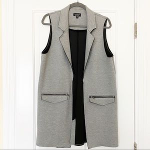 Topshop Grey Motto Longline Zipper Vest
